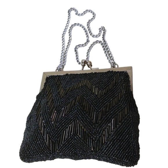 Vintage 50s-60s Walborg Hong Kong Beaded Evening Shoulderbag 5x6 Hinged KissLock - Picture 11 of 11
